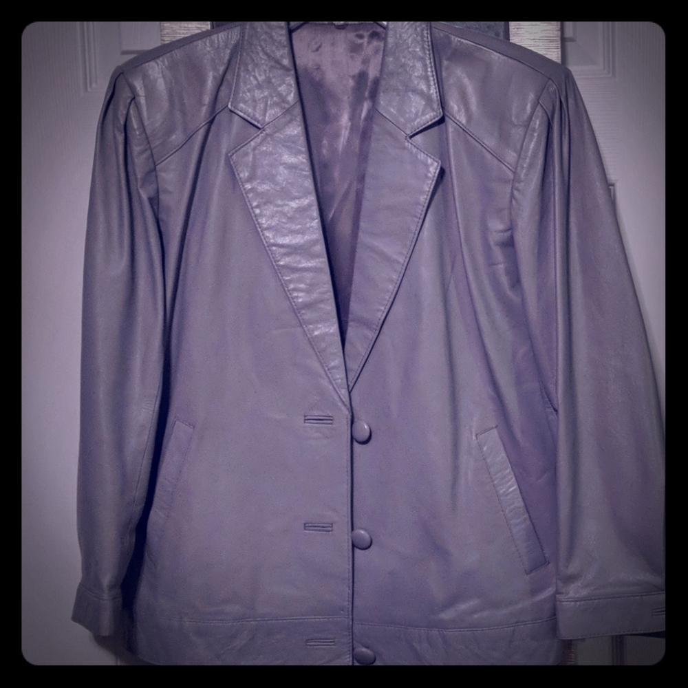 Grey leather blazer